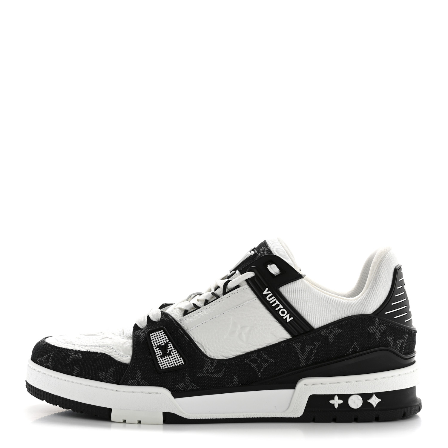 Louis Vuitton Calfskin Monogram Denim Mens LV Trainer Sneakers