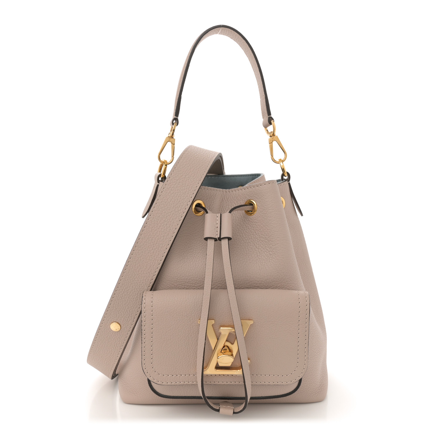 Louis Vuitton Calfskin Lockme Bucket MM Greige